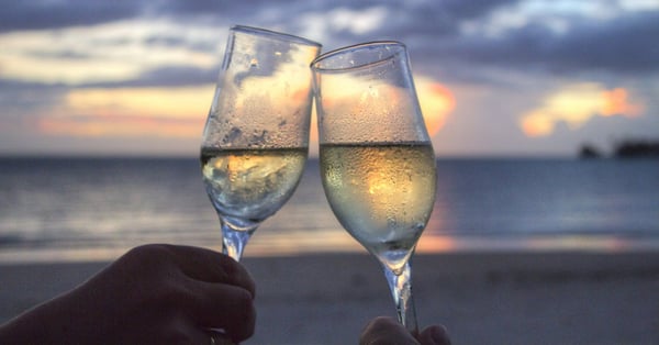 champagne on the beach